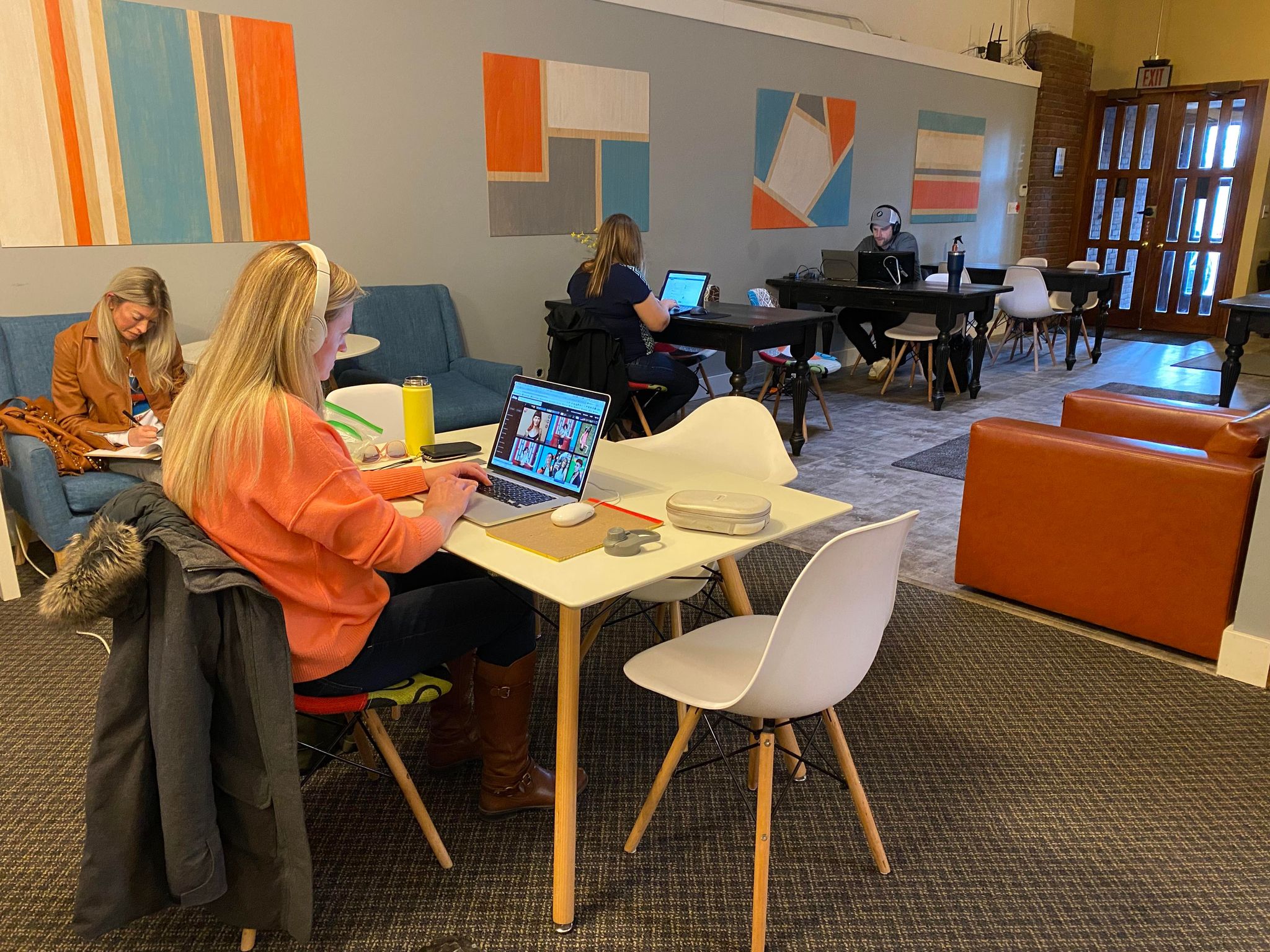 Members working at dedicated desks
